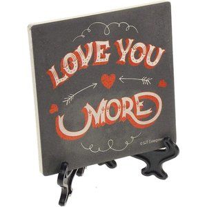 Love You More Coaster & Easel Set Stone Cork backed Gift Drinks Home Bar Decor